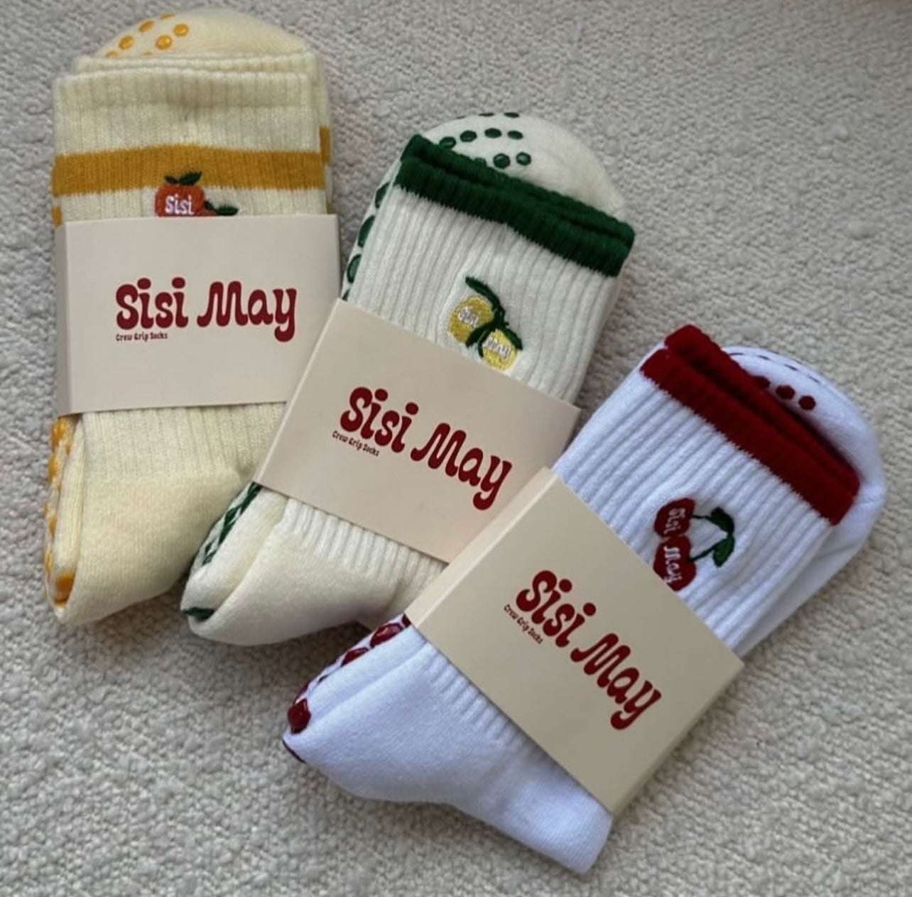 Cherry Crew Grip Socks