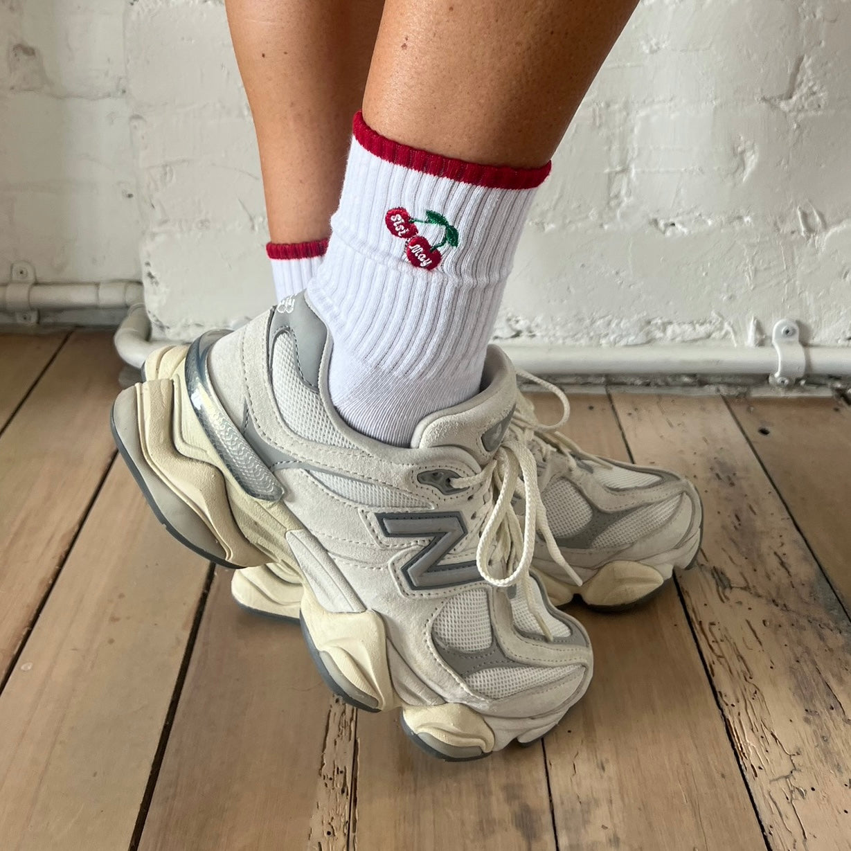 Cherry Crew Grip Socks