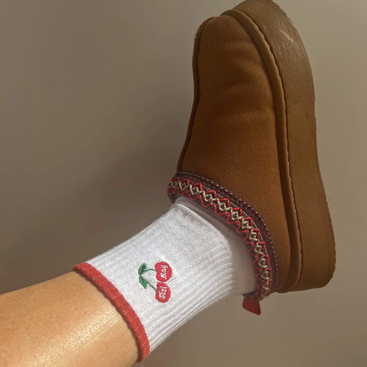 Cherry Crew Grip Socks