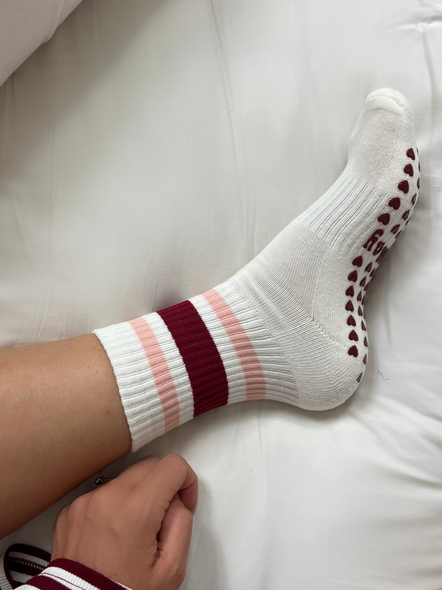 Retro Maroon Crew Grip Socks