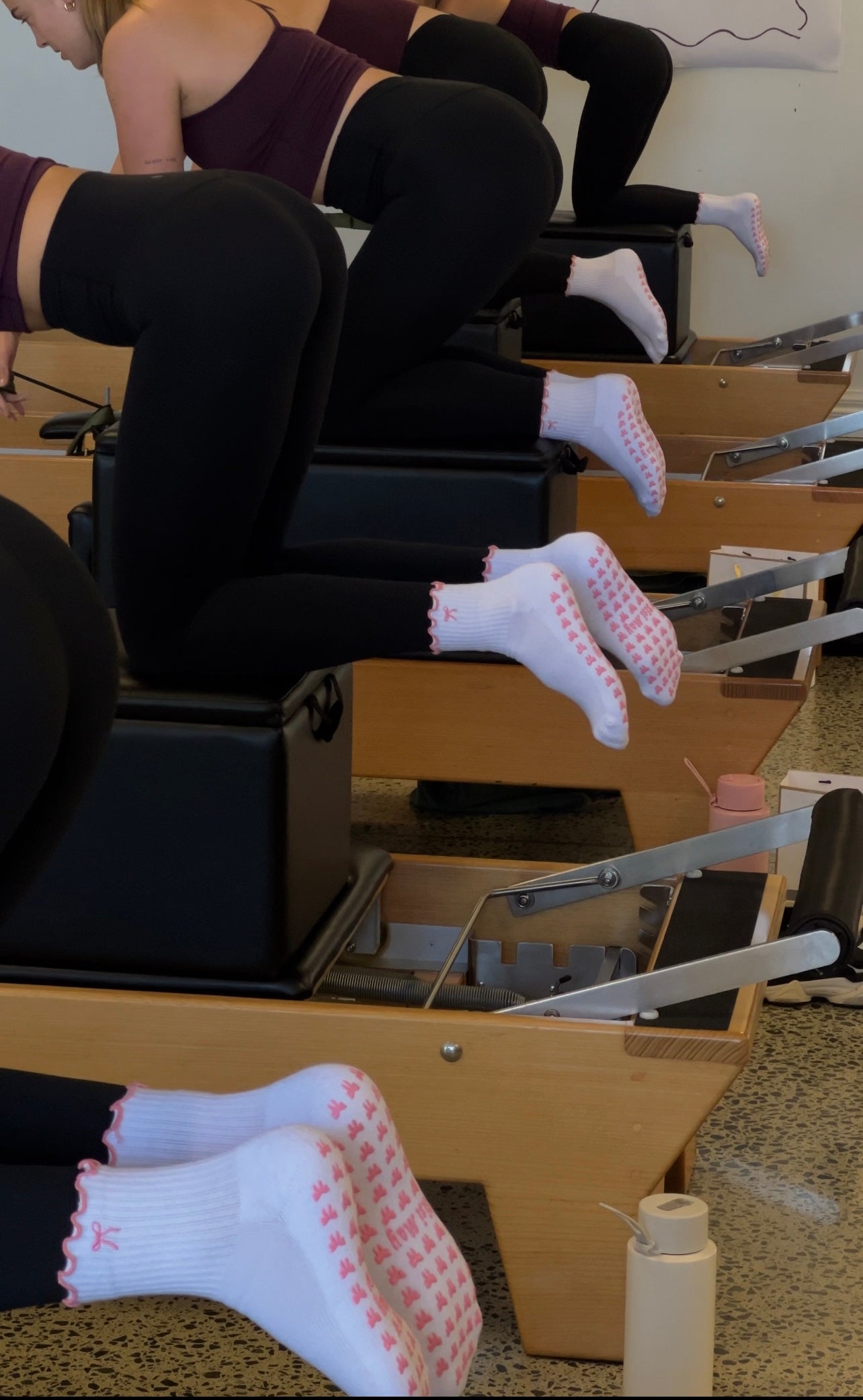 Pink Bow Crew Grip Socks