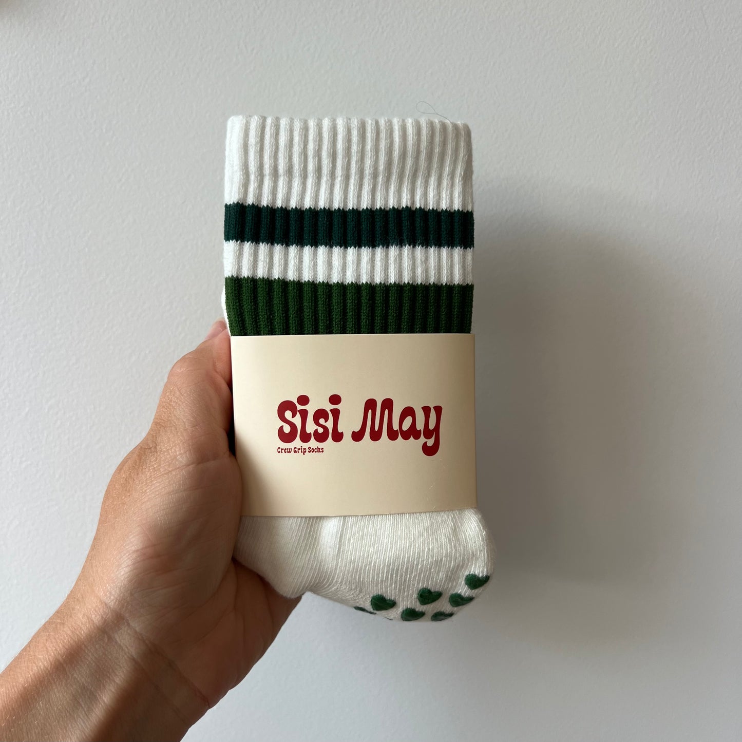 Retro Green Crew Grip Socks