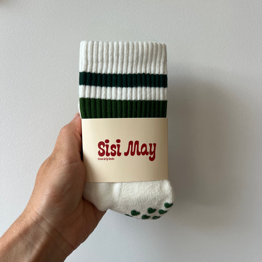 Retro Green Crew Grip Socks