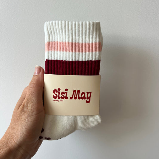 Retro Maroon Crew Grip Socks